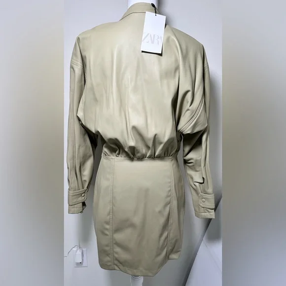 Zara *NWT* Stylish XS vegan leather mini dress - Picture 4 of 6